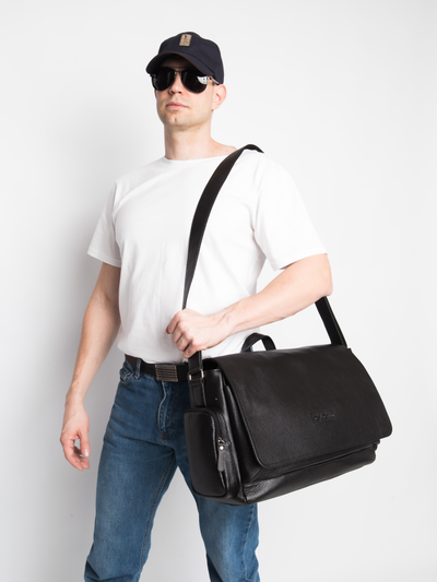Кожаная мужская сумка Toara black (арт. 5058-61)