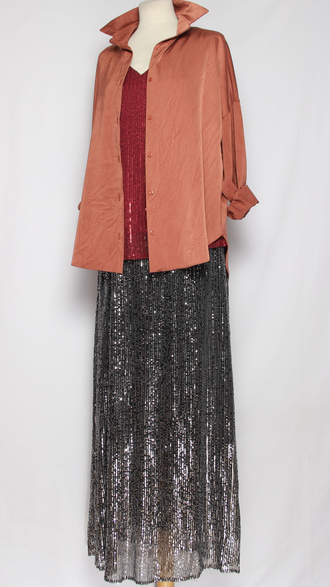 РУБАШКА ВИСКОЗА "Жатая" терракотовая р.48-54