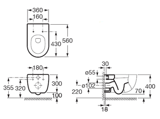 ПЭК Roca MERIDIAN 480мм унитаз+сид.микр.+инстал.+кнопка