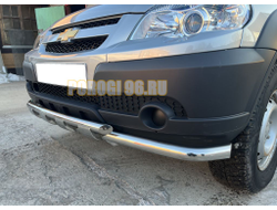 Защита переднего бампера двойная с перемычками с подгибами d53/42 для Chevrolet Niva 2010-