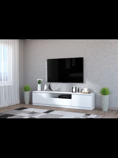 Хилтон Тумба под ТВ Белый текстурный