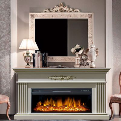 Линейный электрокамин Bergamo WTG с очагом Vision 42 LOG LED