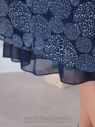 Женское шифоновое  платье в темно-синем цвете