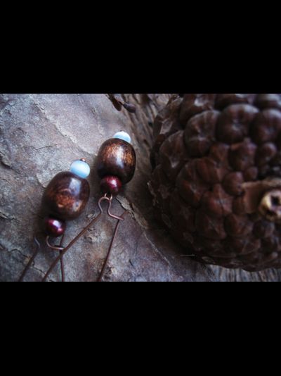 Бохо-серьги "Две серёжки для белочки, лесной принцессы"