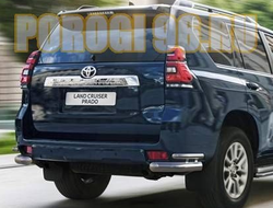Защита заднего бампера d76/d42 уголки на Toyota Land Cruiser Prado 150 (2017-...)