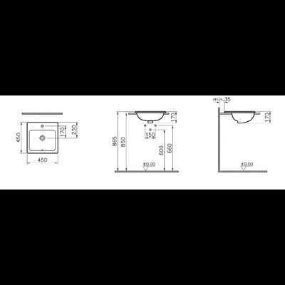 Раковина накладная VitrA S20, 45 см, 5463B003-0001
