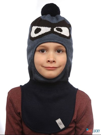 Шапка-шлем &quot;Зубастик2&quot; 22201-04, цвет джинс, р. 50-52