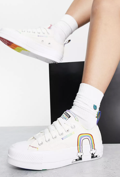 Живое фото Converse All Star Move Ox Rainbow кремовые низкие A02264C