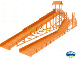 Зимняя горка "IgraGrad Snow Fox 12 м" с двумя скатами и выкатом 8 м