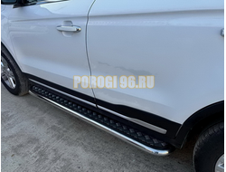 Пороги с накладным листом Папа Тюнинг d53 для BELGEE X70 2024-