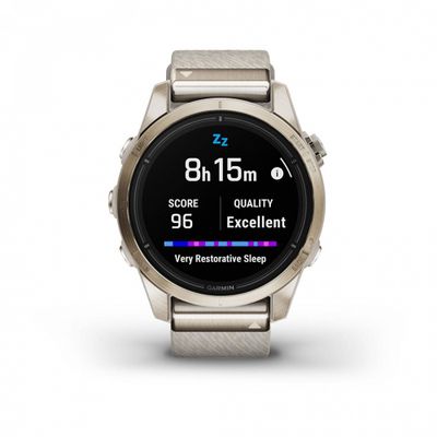 Умные часы Garmin Epix Pro Gen 2 Sapphire Edition 42 мм, золотистый корпус с нейлоновым ремешком сливочного цвета 010-02802-20