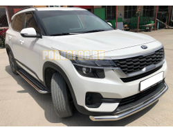Пороги с накладным листом d53 для Kia Seltos (2019-...)