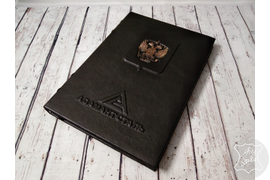 кожаный ежедневник с гербом РФ, ежедневник с гербом РФ и именной надписью