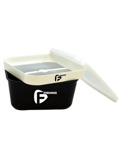 F-FISHING Коробка для мотыля с ситом и крышкой Made in Italy 166х166х75мм