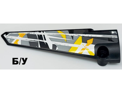 ! Б/У - Technic, Panel Fairing # 5 Long Smooth, Side A with White, Yellows and Grays Stone Background Pattern Sticker - Set 42069, Black (64681pb048) - Б/У