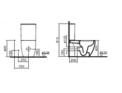 Комплект напольного безободкового унитаза с тонким сиденьем микролифт Vitra Sento Open-Back с тонким сиденьем микролифт, 9830B003-7204