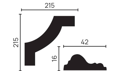 Угловой элемент DECOR-DIZAYN C1-DD301 к молдингу DD301, из дюрополимера, под покраску, 4шт