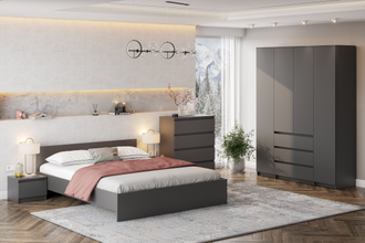 Денвер кровать двуспальная универсальная 1,6м Графит серый (без основания)