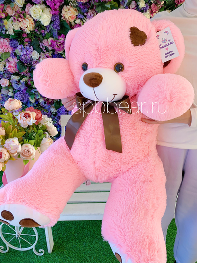 Плюшевый медведь 110 см розовый Тони