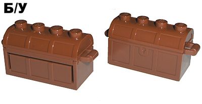 ! Б/У - Container, Treasure Chest with Slots in Back and Same Color Thick Hinge Curved Lid 4738a / 4739a, Reddish Brown (4738ac01) - Б/У