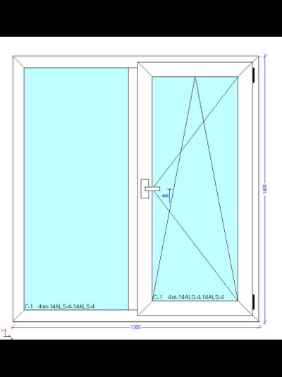 Окно ПВХ REHAU DELIGHT 70 с монтажом 1300 * 1400