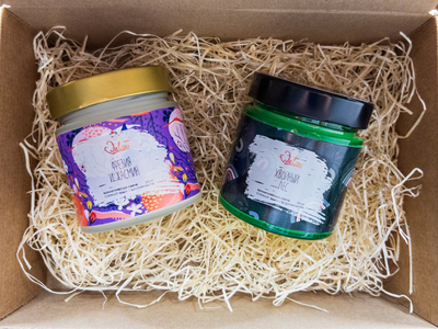 Подарочный набор| Пара  свечей  в стеклянных баночках