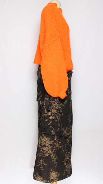 ДЖЕМПЕР КОРОТКИЙ "КИМОНО ШОВ СТОЙКА" широкий рукав оранжевый до р.52