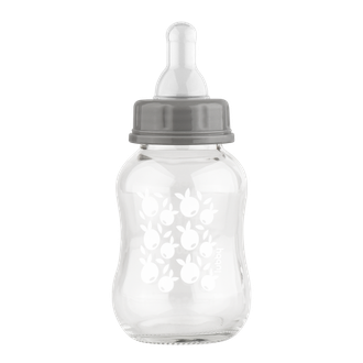 Стеклянная бутылочка с силиконовой соской Lubby, 125 мл., 0+ месяцев