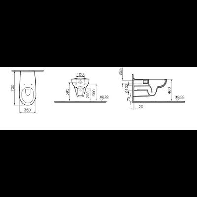 Подвесной безободковый унитаз с сиденьем VitrA Conforma (для людей с ограниченными возможностями), 5810B003-6234