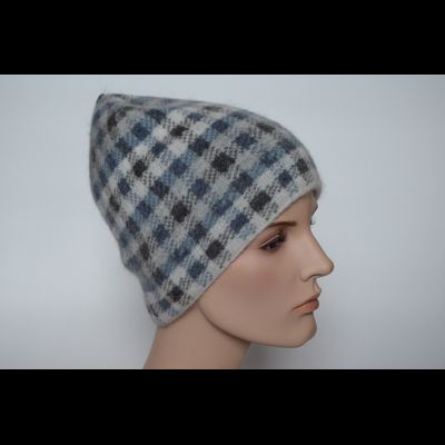 Шапка в клетку вязаная для женщин Vizio Италия 6944 CY белая