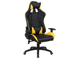 Кресло компьютерное BRABIX "GT Master GM-110", две подушки, экокожа, черное/желтое