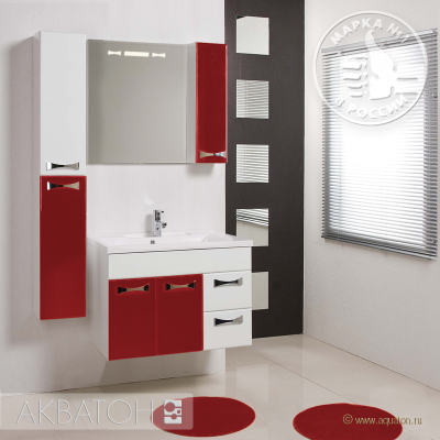 АКВАТОН. Зеркало Диор 80, цвет бело-бордовый, правое