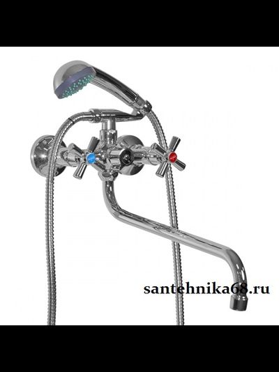 Смеситель для ванны и умывальника MIXLINE ML09-02 с картриджем и душем Микслайн