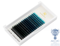 Ресницы триколор BARBARA (черно-сине-зеленые) МИКС (L 0.07 7-15mm)