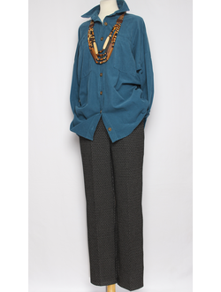 Рубашка Бохо "Вельвет асимметрия" морская волна