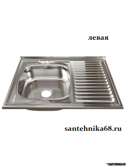 Нержавеющая кухонная накладная мойка MIXLINE 60х80 0,6мм правая левая выпуск 3 1/2 с сифоном глубина 16см