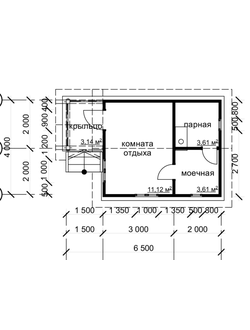 Б-23 ГАБАРИТНЫЕ РАЗМЕРЫ: (4Х6.5М) 1 ЭТАЖ, ОБЩАЯ ПЛОЩАДЬ: 23М²