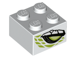 Brick 2 x 2 with Lime and Yellowish Green Dragon Eye, Lime Scales Pattern on Two Sides, White (3003pb114 / 6310879)