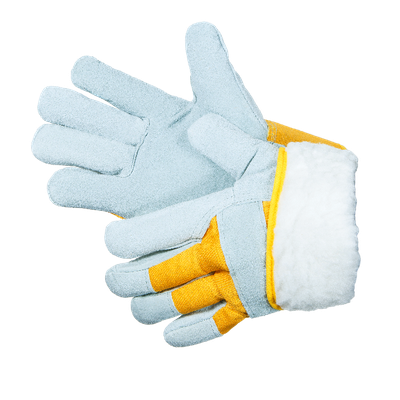 Перчатки GWARD Kombi Zima спилковые комбинированные, сер/желт (иск.мех)