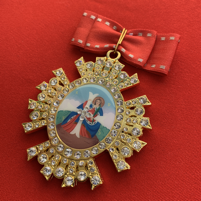 Орден Святой Екатерины 1-й степени со стразами и бантом из муаровой ленты. Полноразмерная копия LUX! Лот № 52.