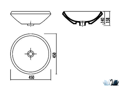 Накладная раковина круглая 45 см Mono Creavit Золотого цвета