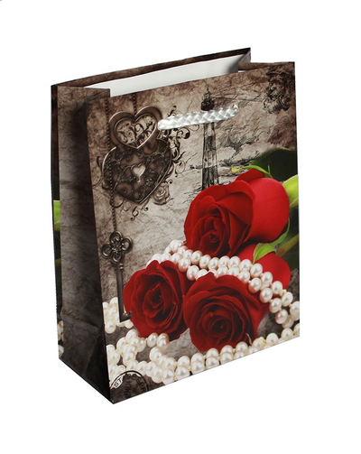 Пакетик подарочный Цветы 14х20х7см (микс)