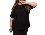 Женская свободная футболка оверсайз Арт. 1438919-76 (цвет черный) Размеры 54-76