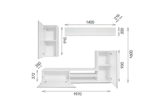 Стенка  Прага-6 new   (цвет на выбор)  (1970х1600 х350)