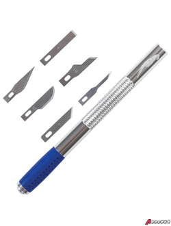 Нож макетный ОСТРОВ СОКРОВИЩ, 6 разновидностей лезвий, металл, пластиковый футляр. 237161