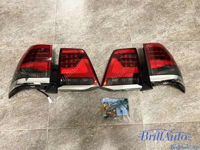 Cтопы Toyota Land Cruiser 200 07-15 в стиле 21 года LED (красные с темным низом)