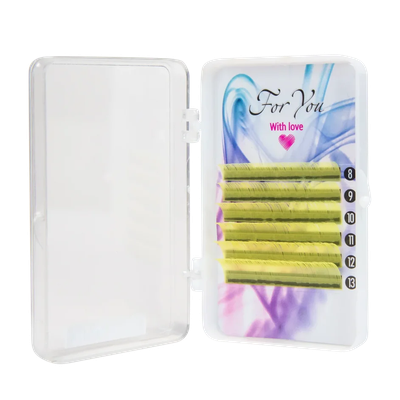 ЦВЕТНЫЕ РЕСНИЦЫ, FOR YOU WITH LOVE, YELLOW МИКС 8-13 (6 ЛЕНТ) B 0.10