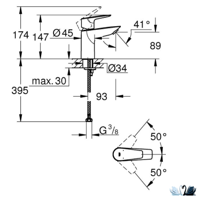 Набор смесителей Grohe BauEdge (для ванной 23604001, для раковины 23330001, душевой гарнитур 27926003 с лейкой, штангой и полочкой)