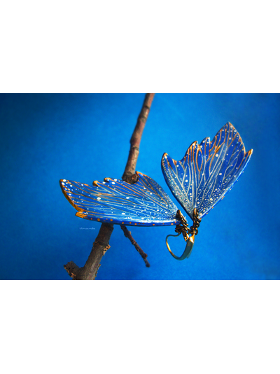 "Вавилонский мотылёк", крупные серьги-крылья авторской работы