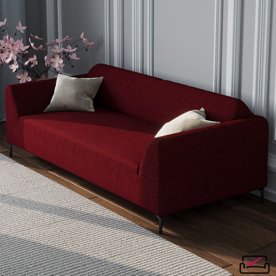 Чехол на 2х местный диван Жаккард Волна Бордо. Россия